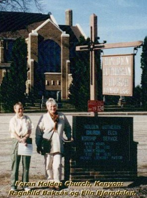 Norwegians visiting Holden Church!  -
-  Ragnhild Bakss og Elin Bjrndalen foran Holden Church, Kenyon.