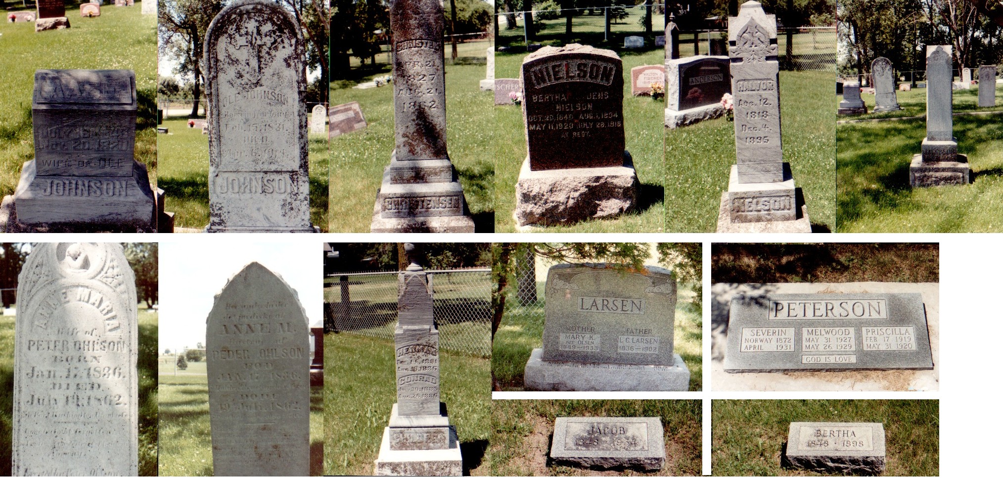 Markers in Holden West Cemetery - -  Div. gravsteiner p kirkegrden i Port Washington.