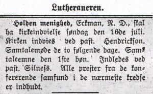 Advertisment about the opening of the church.