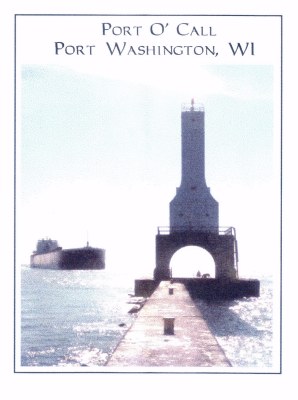 The lighthouse of Port Washington: Port O' Call.  --  Fyrtårnet - et kjent landemerke i Port Washington: Port O' Call.